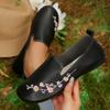 Women's Round Head Flat Embroidered Low Top Single Shoes Embroidery Shallow Four Seasons Lazy Peas Shoes