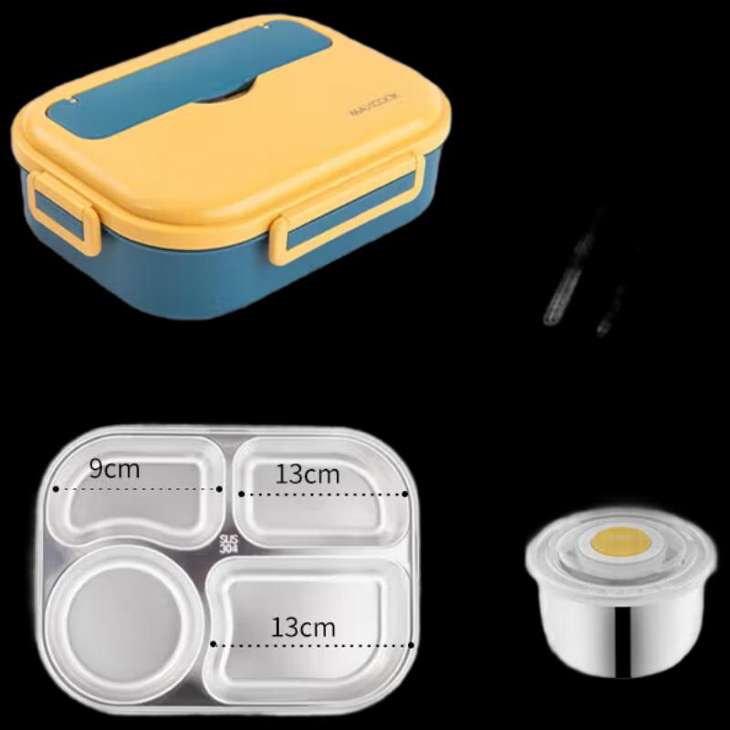 MAXCOOK 304 Stainless Steel Insulated 4-Compartment Lunch Box