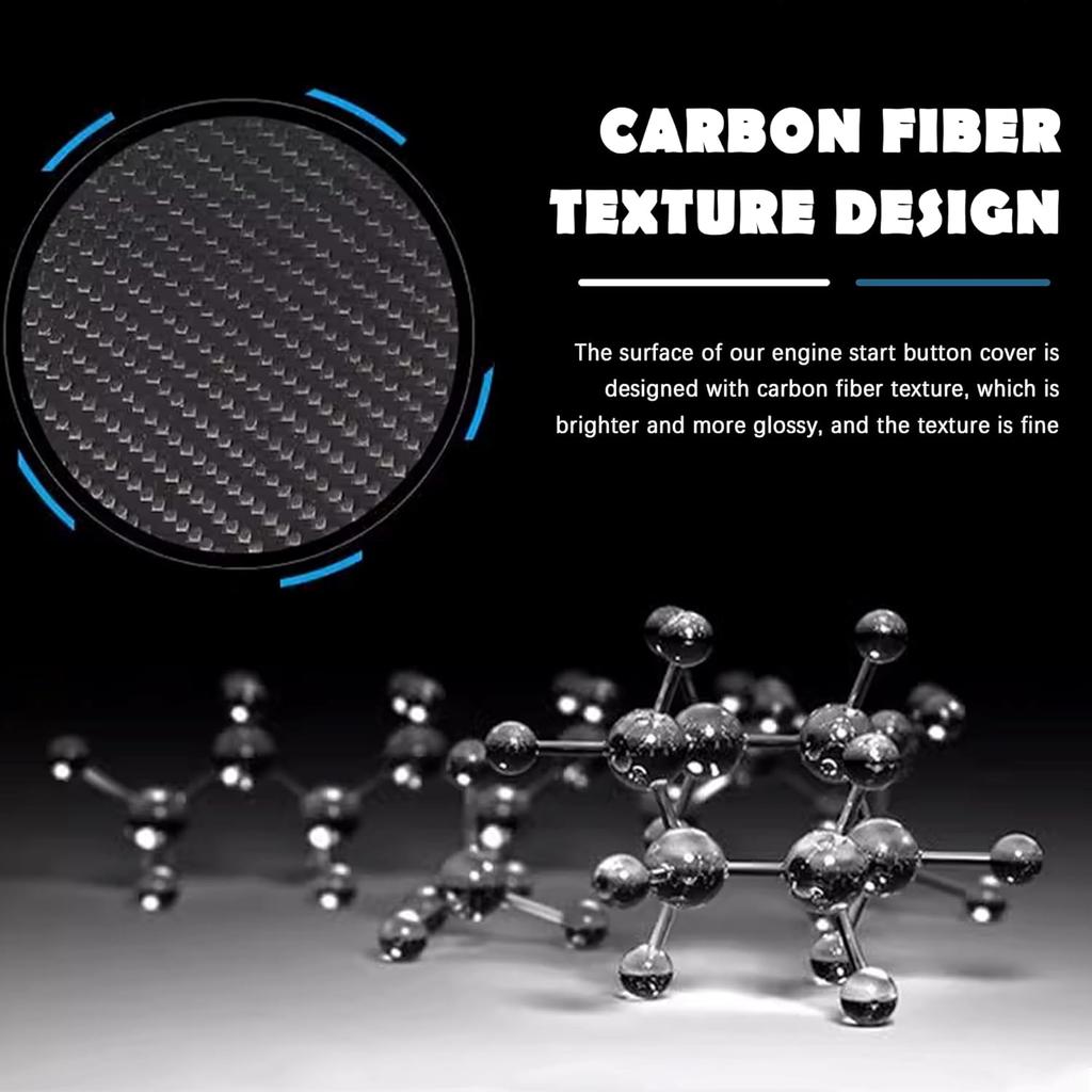Carbon Fiber Push Start Button, 25-26mm Universal Engine Start Button Cover, Car Interior Decoration for Most Cars SUVs (Carbon Black)