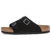 Suede Soft Comfortable Versatile Thick Sole Buckle Slide Sandals Unisex Sandals Black 1025060
