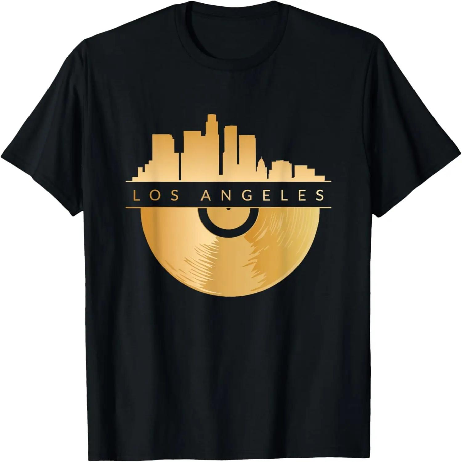 Los Angeles Vinyl LA Skyline Vintage Retro Music DJ Gift T-Shirt S