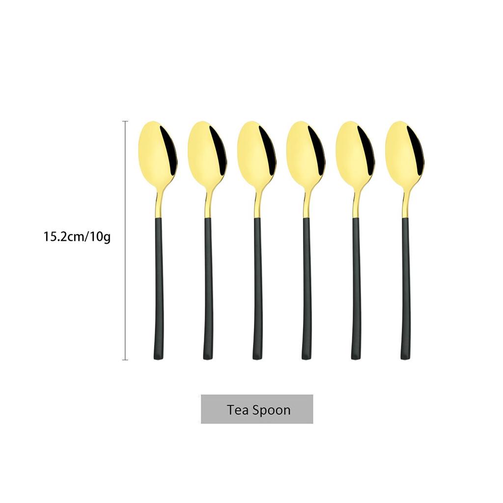 6Pcs White Gold Spoon Cutlery Set Stainless Steel Coffee Tea Spoon Dinnerware Coffee Spoon Flatware Kitchen Silverware