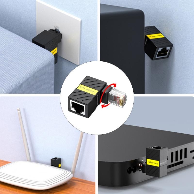 90Degree Rotatable Ethernet Coupler For Cat6 Cables Male And Female RJ45 Connectors 360 Rotating 1000mbps Bandwidth