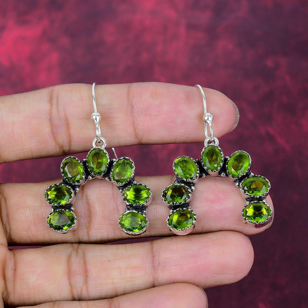 Peridot Jewelry, 925 Solid Sterling Silver Earrings, Handmade Gemstone Jewelry Earrings Gift For Love