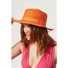 14392 Camel Wide Straw Hat With Ribbon Detail