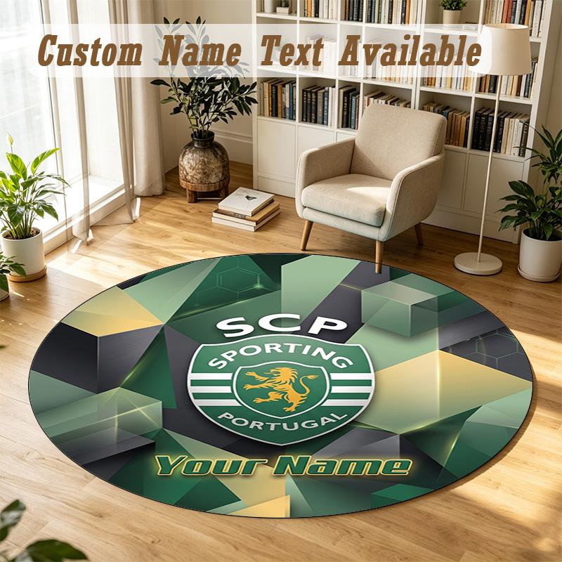 Round Rug Custom NameSporting CP Pattern Non Slip Carpet Home Floor Decor