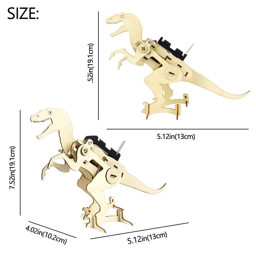 DIY Kit Dinosaur T Rex 3D Model STEM Basics Science Toys for Boys Electric Crawling Wood Model Assembly Puzzle Teen Friends Gift