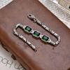 New Chinese Punk Style Men's Bracelet Green Crystals Auspicious Pattern Retro Unisex Fashion Accessory Trendy Streetwear Jewelry