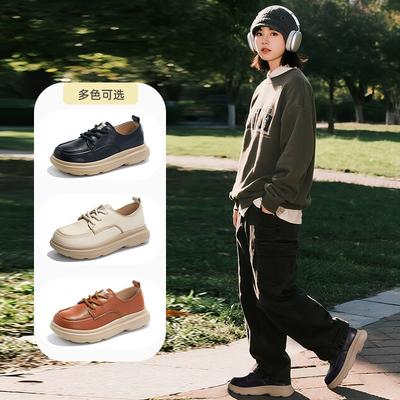 Foam Sole Leather Single Shoes Autumn New Shoes Women's Shoes Versatile Retro Little White Shoes Women's Thick Soles
