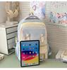 Cute Korean Style Color Block Backpack, Large Capacity for Junior & High School Girls, Laptop Compatible