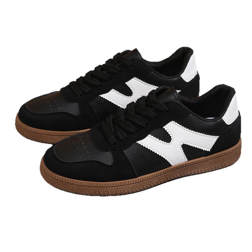 2025 new fashion versatile casual flat shoes color matching retro trend sports board shoes German training white shoes women's shoes