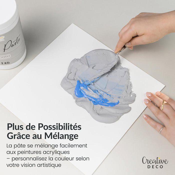 Pâte De Structure CREATIVE DECO | Lisse 2kg Gris | Pâte À Relief Pour Peinture Acrylique | Pâte Texturée | Effet 3D