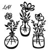 Boho Style Interior Decor 3Pcs Black Metal Flower Wall Decor Rustic Farmhouse Art Modern Living Room Hanging Vase Floral for Bathroom Kitchen