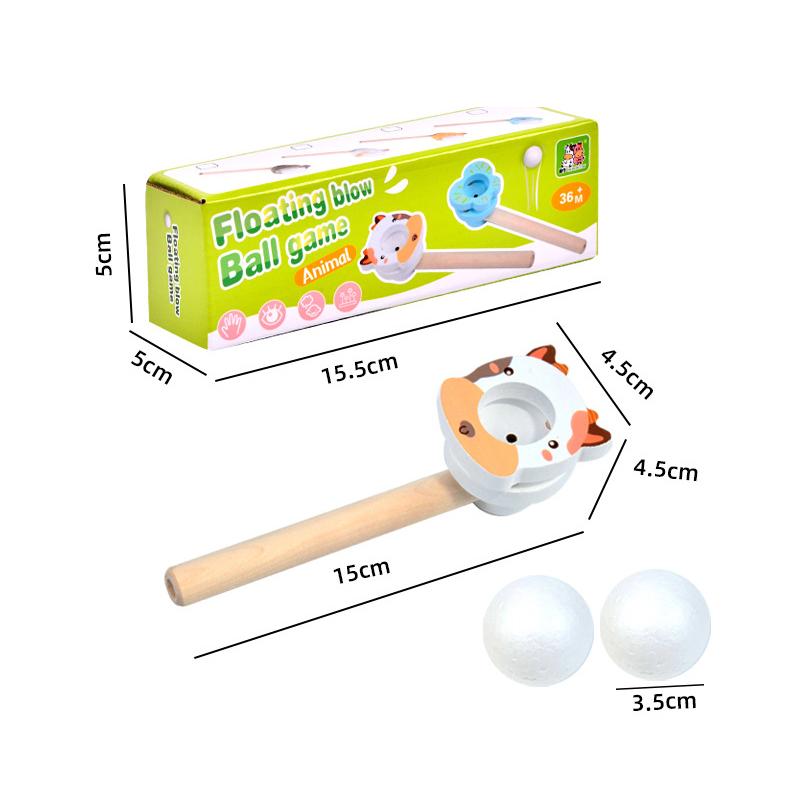 Suspended Blow Ball Toy Colorful Animal Head Blow Pipe Toy Kids Interactive Game Toy