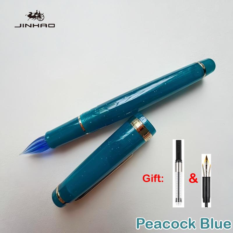 

JINHAO 82 Стеклянные перья для каллиграфии с пером для авторучки, конвертеры для чернил, канцелярские товары, школьные принадлежности павлин голубой