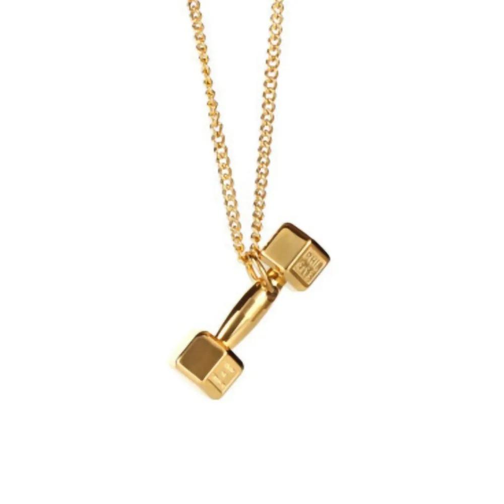 Fitness Dumbbell Pendant Necklace Men's Titanium Steel Personality Couple Simple Pendant Necklace