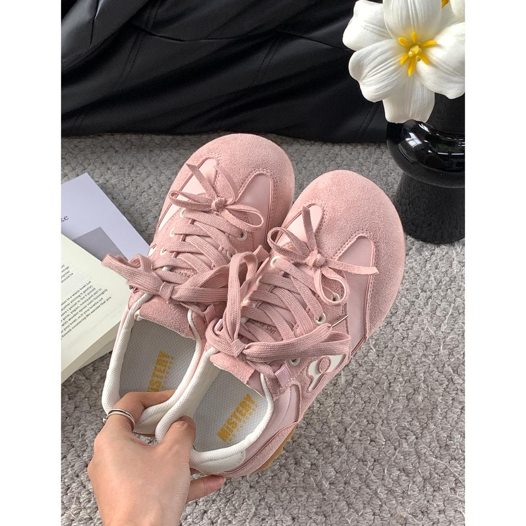 2025 summer new mango head retro moral training shoes round big head women's shoes small flower flat casual shoes wide head shoes