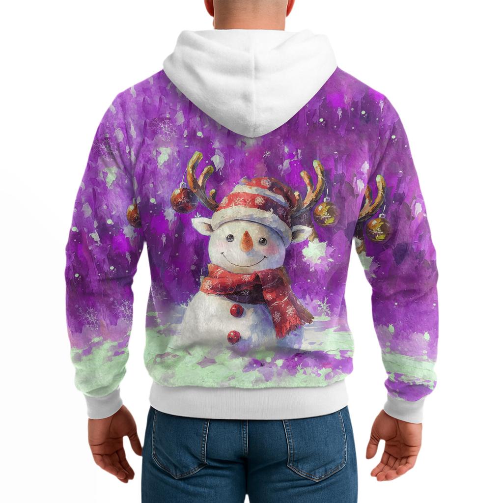 Pánská plyšová mikina s kapucí a polovičním zipem