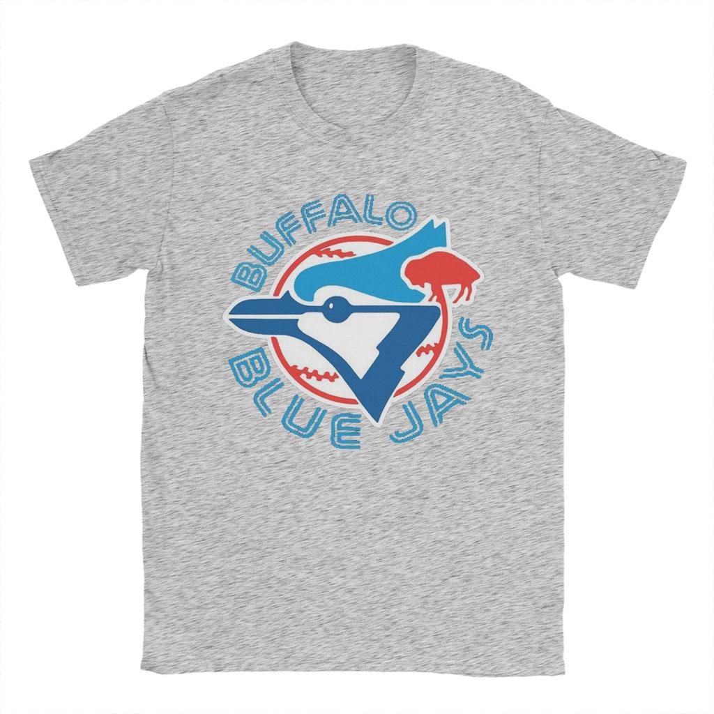 Vintage Buffalo BlueJaysBird T Shirts for Unisex Pure Cotton Vintage TShirt Round Collar Tee Shirt Short Sleeve Clothing Gift