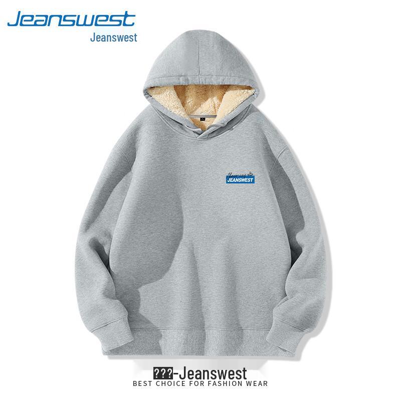 Jeanswest Men's Retro Letter Print Fleece Lined Hoodie