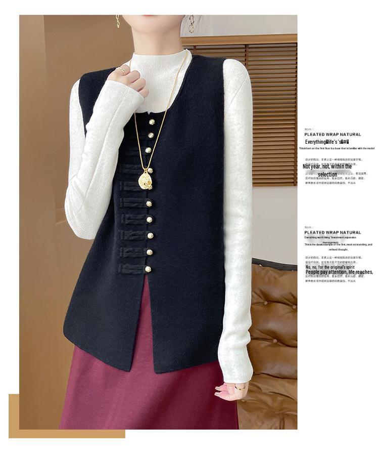 Women's Round Neck Sleeveless Wool Vest - 100% Pure Wool, High-End Feel, Perfect for Layering