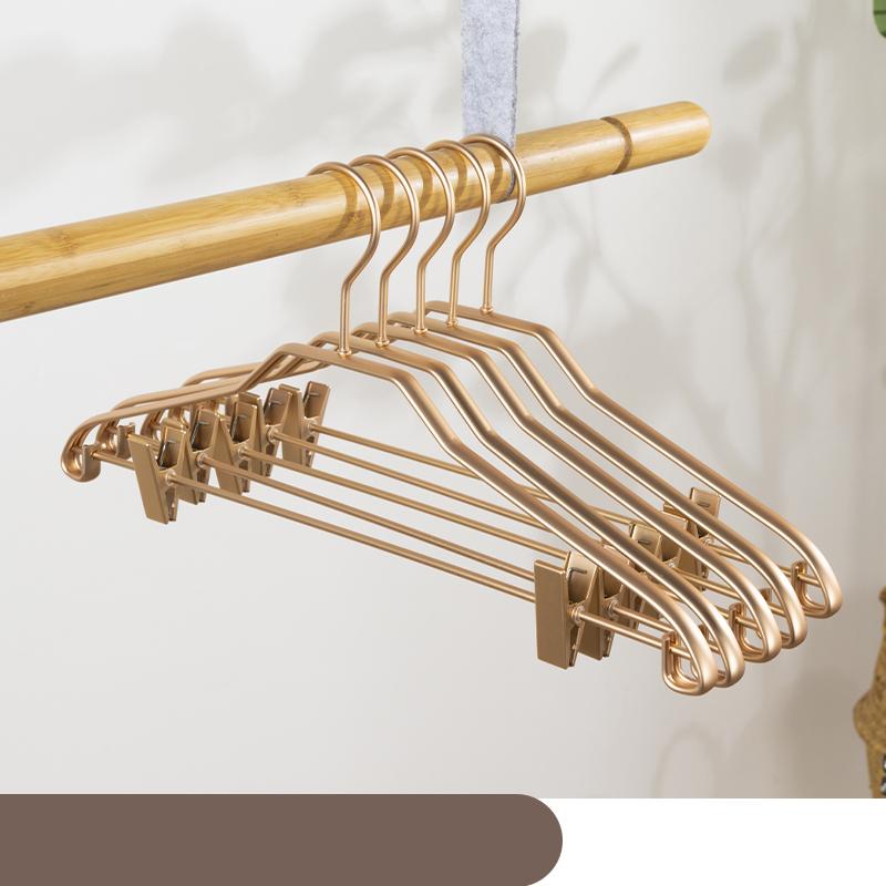 5pcs Anti-slip Trouser Hangers Clothes Hangers Metal Aluminum Alloy Traceless Dress Pants Drying Rack Wardrobe Storage Racks