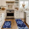 1Pcs Anti Fatigue Kitchen Rugs, Bohemian Blue Print Waterproof Non-Slip Thick Cushioned Kitchen Mat Heavy Duty Comfort Standing Mat for Kitchen