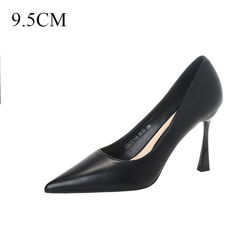 Leather Shoes Women New Nude Color Commuting Professional Pumps Gold Border Strip Comfortable Non Tiring Feet Women's High Heels
