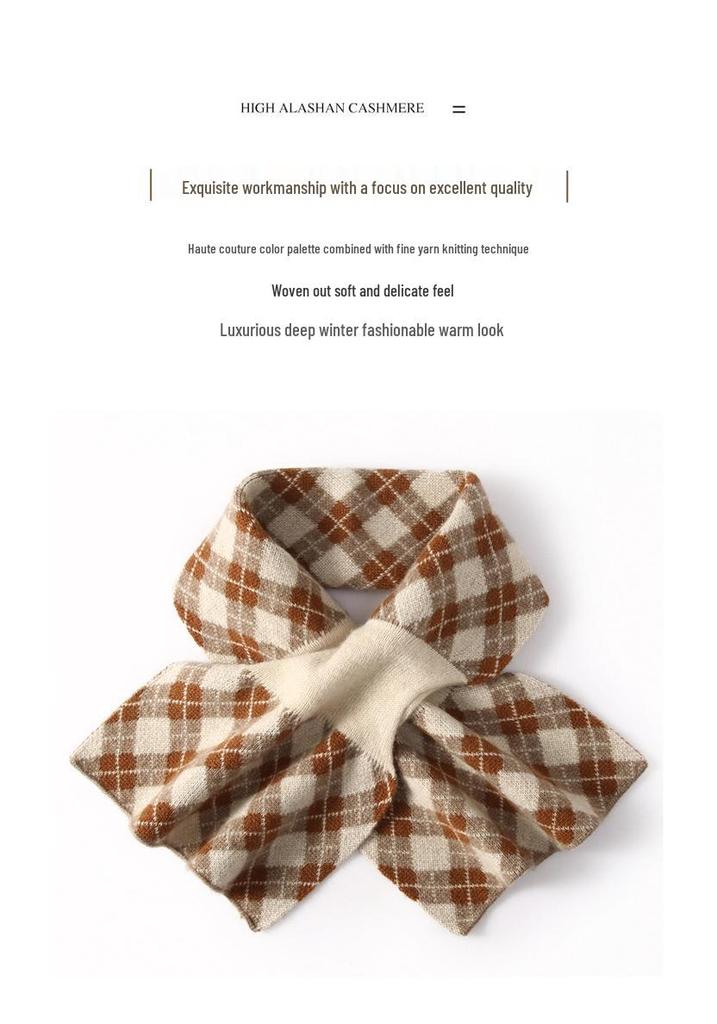 100% Cashmere Plaid Knit Neck Gaiter & Scarf - Soft & Warm