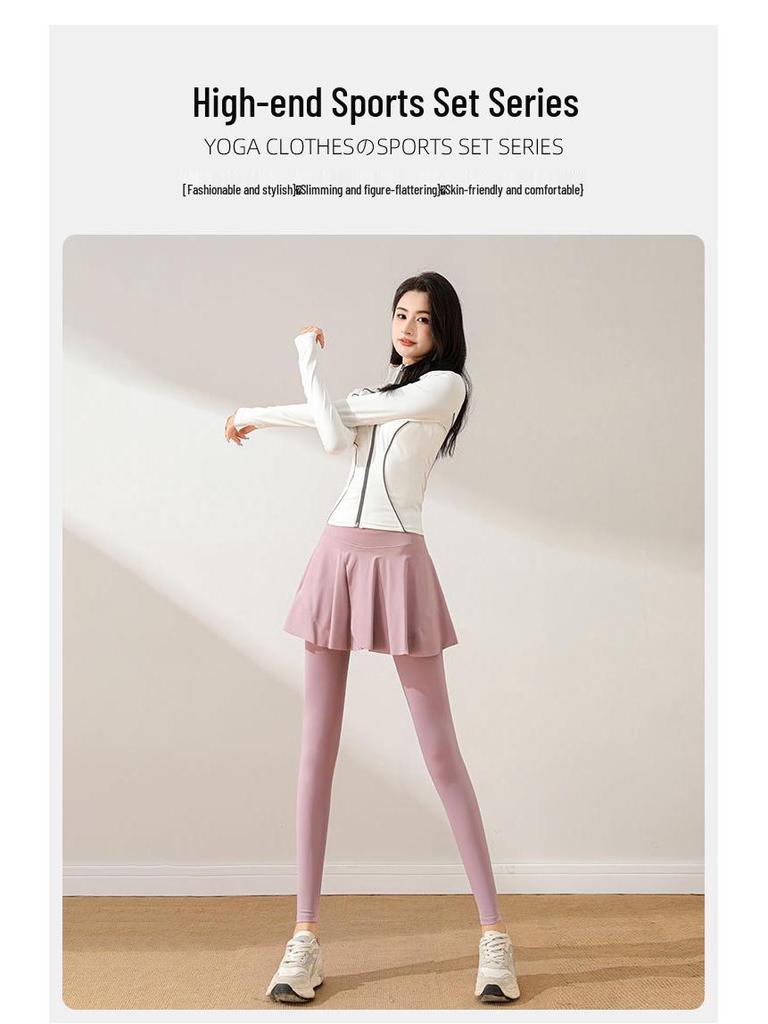 Damen 2024 High-End Lauf- & Yoga-Outfit: Modisches Rock- und Hosen-Set für Outdoor-Fitness