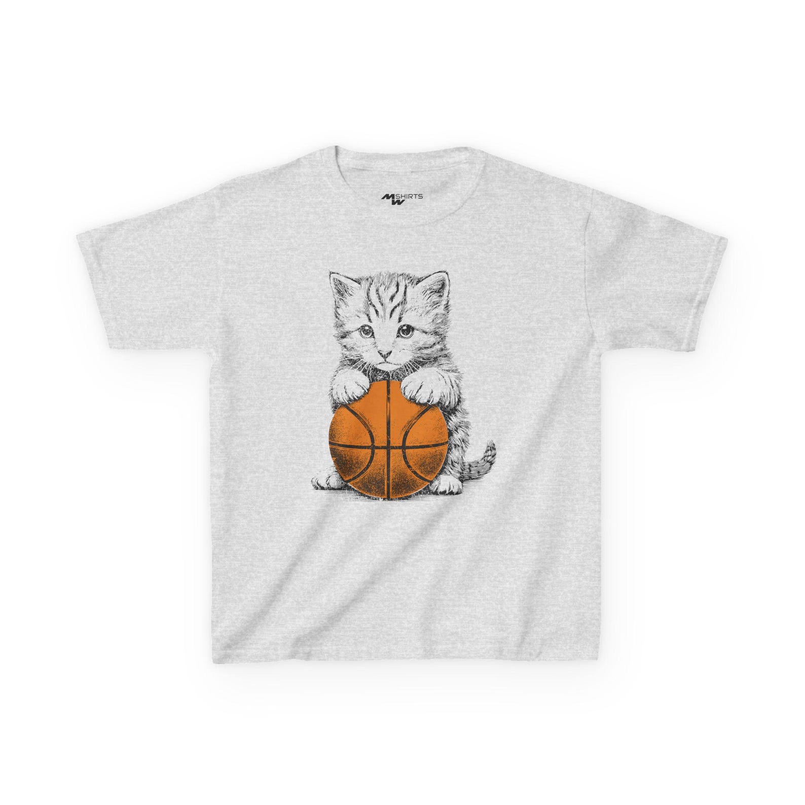 Kitten Basketball Kids Tee: Fun Gift for Cat & Sports Lovers M