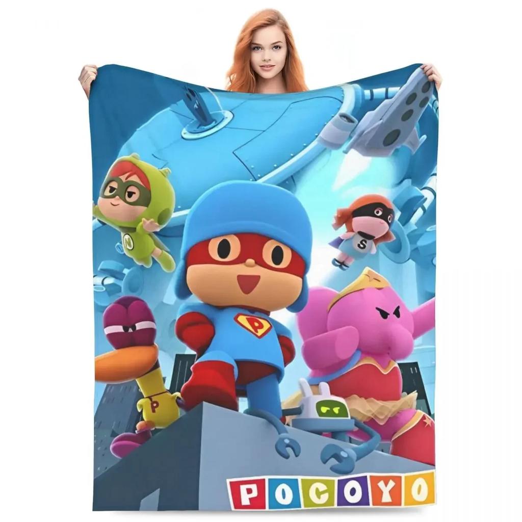 Cute Cartoon PPOCOYO Anime Printed Blanket Picnic Flannel Throw Blanket For Bedroom Warm Soft Custom DIY Quality Bedspread Gift