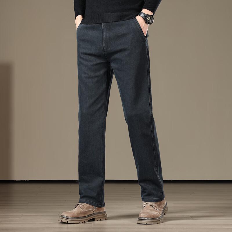 

FIRS Мужские теплые джинсы прямого кроя из смесовой шерсти 30