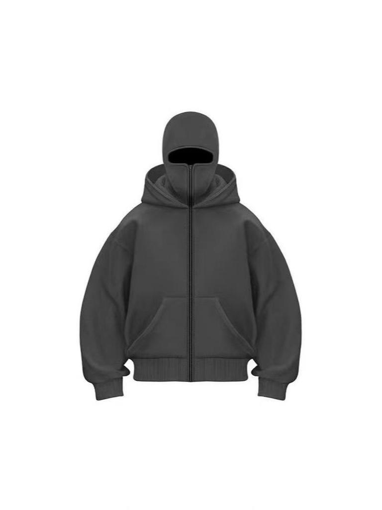 Europäischer & Amerikanischer Herren Herbst Doppellagiger Hoodie mit Doppelkragen und Reißverschluss Pullover.