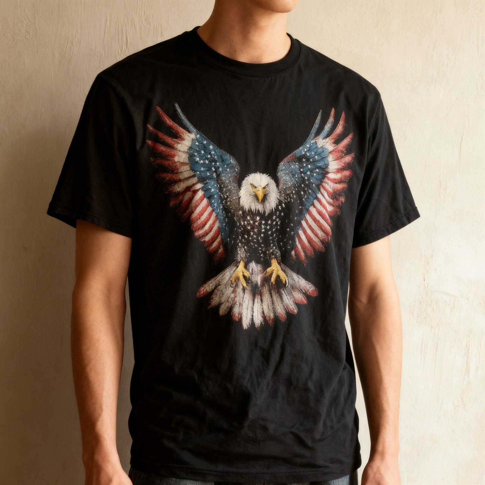 American Flag Bald Eagle 4th of July USA Patriotic Unisex T-Shirt L