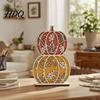 Natürliches Holz Thanksgiving Geschenk 3 Stück Herbst Holz Kürbis Tischdeko Schichtgeschnitten Ahornblatt Haus Dekoration Figur Ernte für Kaminsims