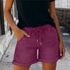Women Summer Casual Denim Shorts Drawstring Waist Distressed Hem Loose Fit Elastic Waistband Pockets Lightweight Short Pants