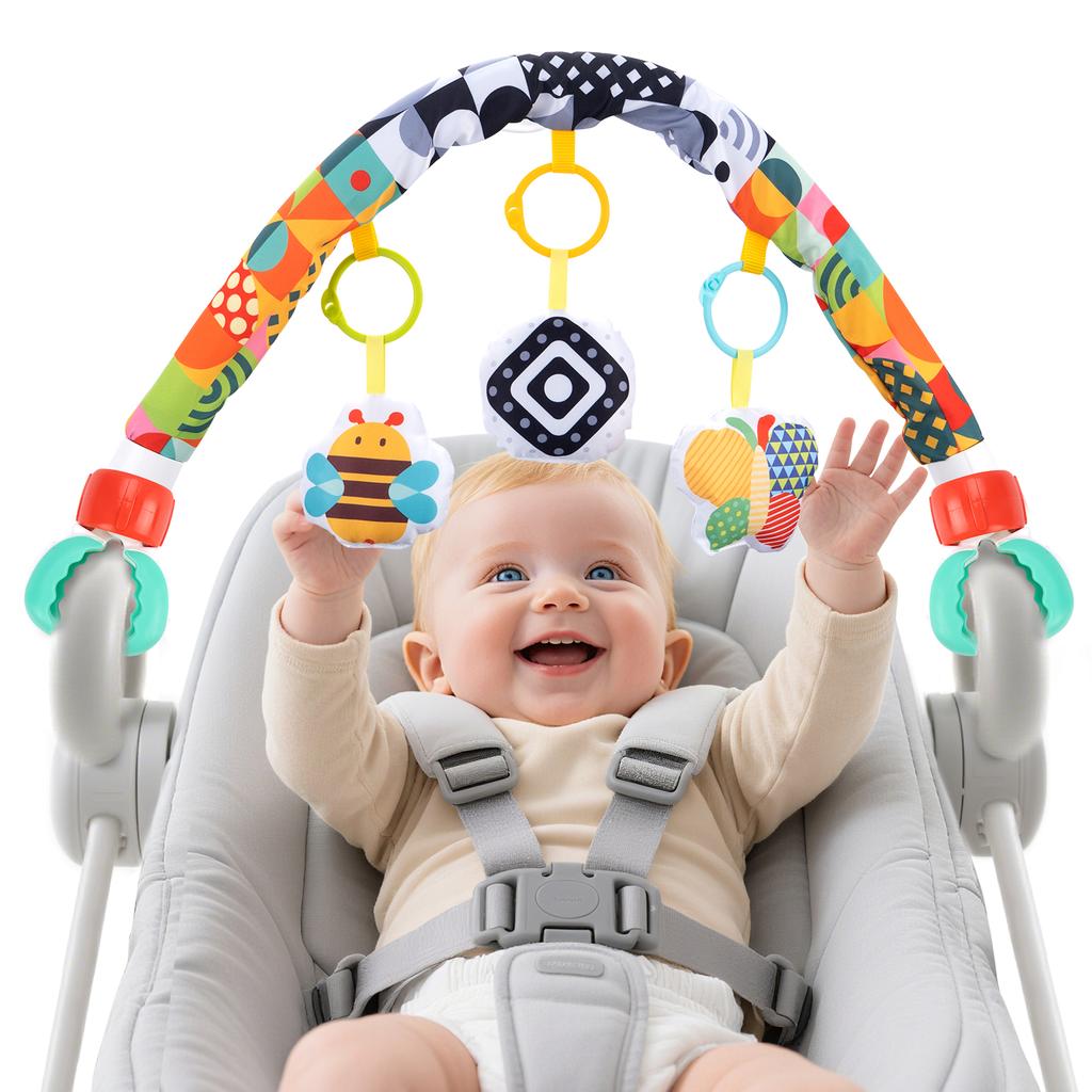 Baby Stroller Arch Toy Soft Cloth Toy Pram Activity Bouncer Toy Sensory Development Arch Newborns Car Seat Toy Fine Motor Skills