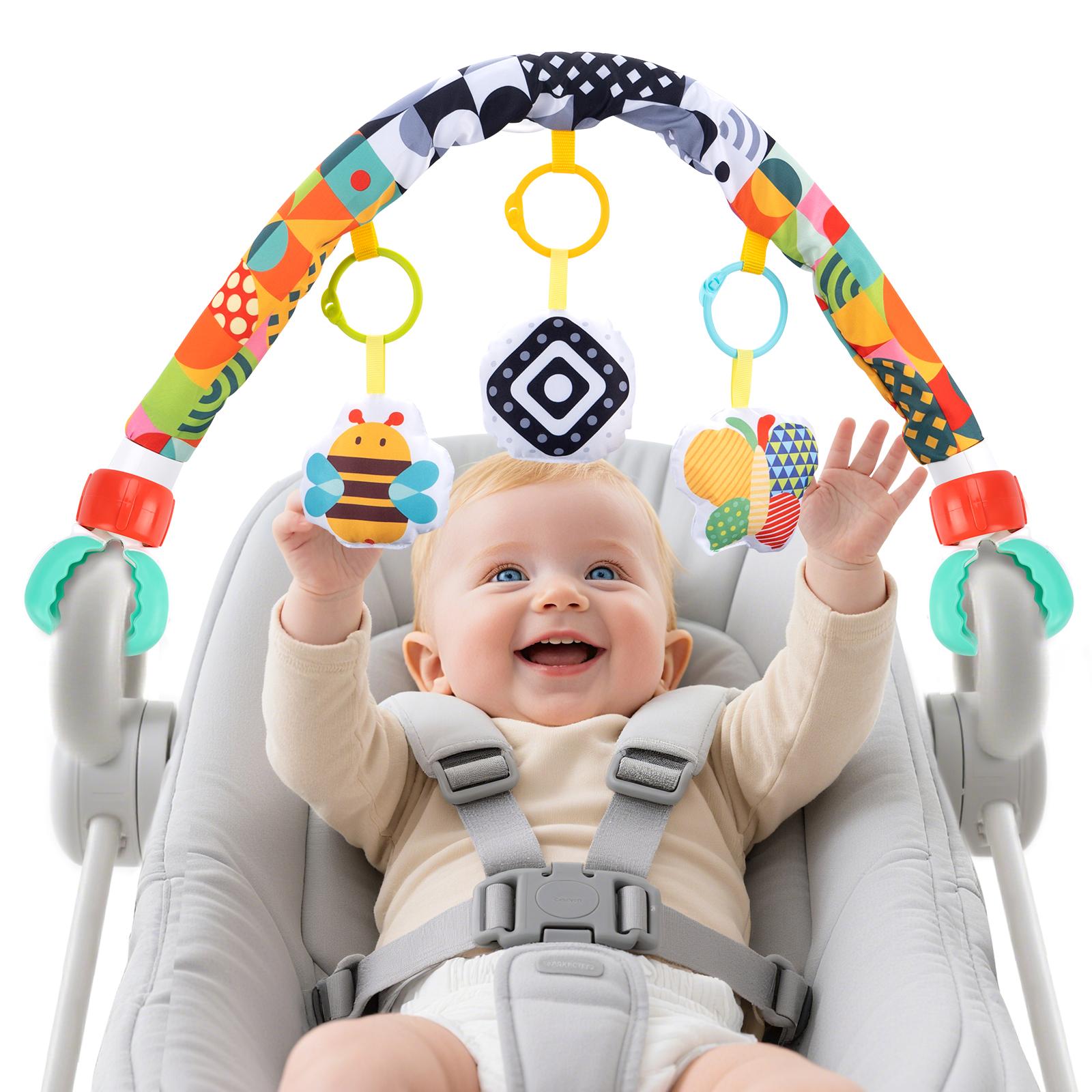 Fashnics Unisex Infant Baby Stroller Arch Toy Soft Cloth Toy Pram Activity Bouncer Toy Sensory Development Arch Newborns Car Seat Toy Fine Motor Skills