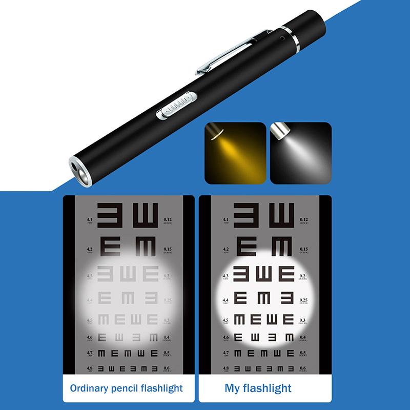 Oral Penlight Led Flashlight Mini Oral Pupil Medical Handy Usb Rechargeable Stainless Steel Torch Light Outdoor Fishing Tool