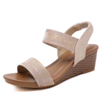 Europe and the United States Sandals Female Gold Powder Slope Large Size Female Sandals