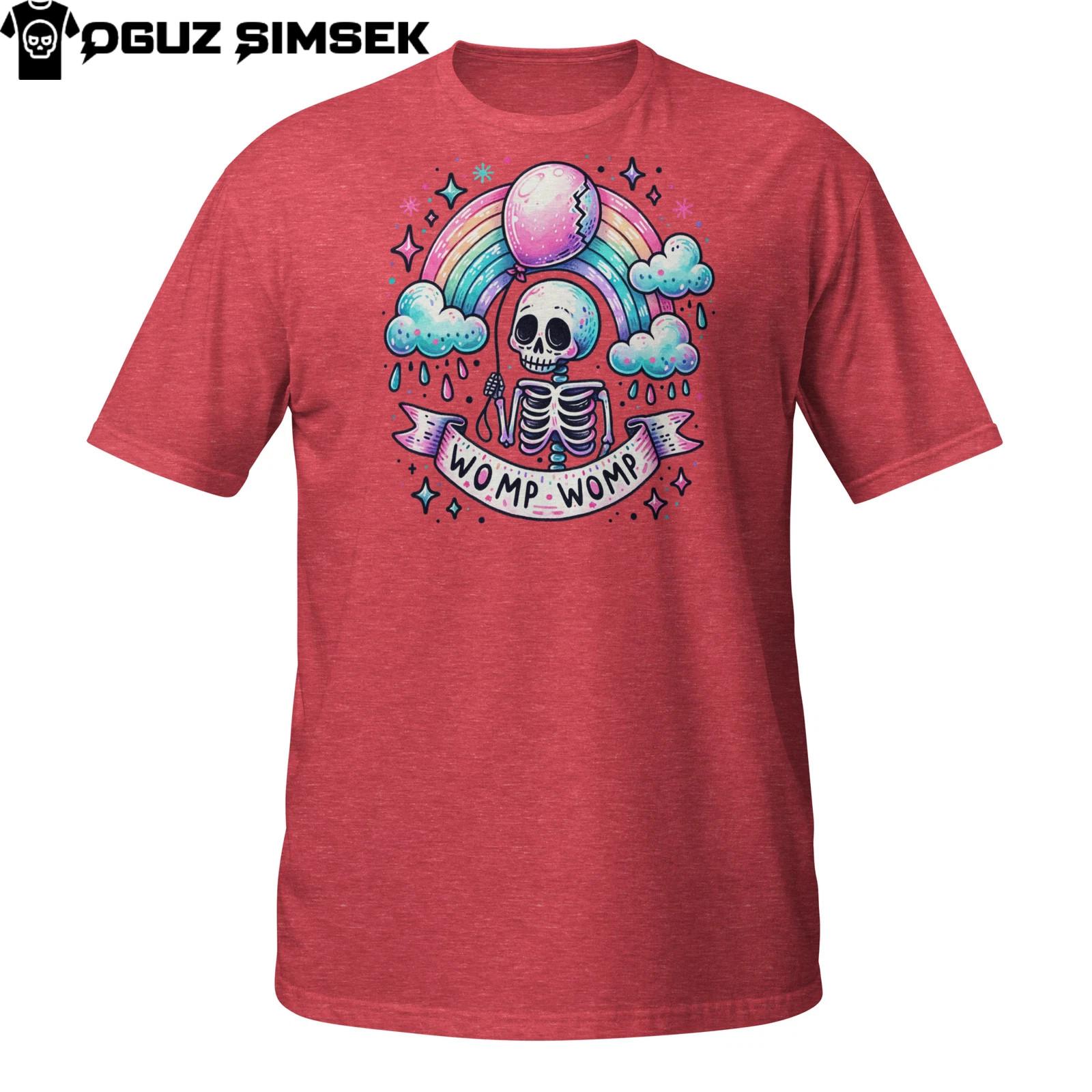 Womp Womp Skeleton Rainbow T-Shirt Mens Womens Tees Top | Funny Cute Sad Skull Pastel Goth Graphic XL
