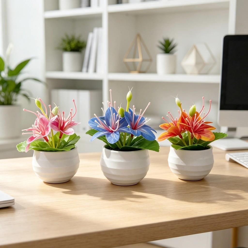 Mini Artificial Jasmine Bonsai Plant With Soft Plastic Leaves For Home Decor And Photography Props
