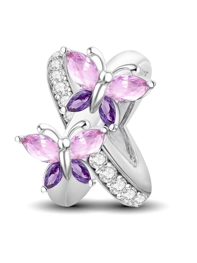 Copper Rose Infinite Butterfly Charms Beads Fit Original Pan Bracelet Bangle Diy Jewelry For Womens