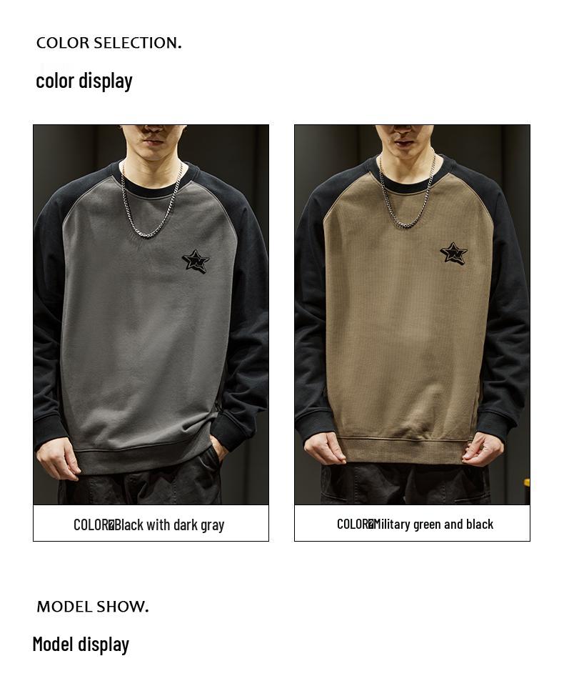 Men's 330g Heavyweight Color Block Sweatshirt Jacket, Plus Size Casual Autumn/Winter Style