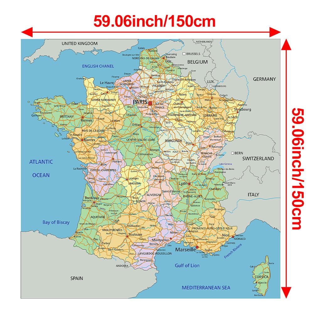 Nezarámované nástěnné umění s mapou Francie, geografická dekorace, do obývacího pokoje, ložnice, kanceláře, dárek pro cestovatele, k narozeninám, domácí dekorace