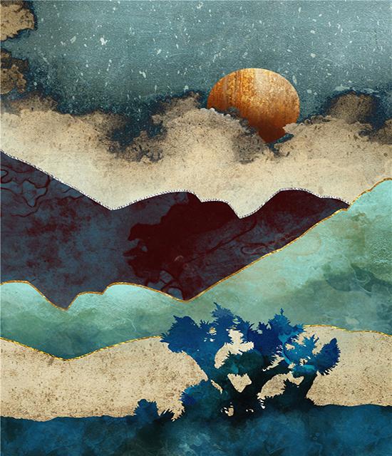 Ruopoty DIY frame paint by digital abstract acrylic on canvas wall art picture by digital mountain and sea landscape living room