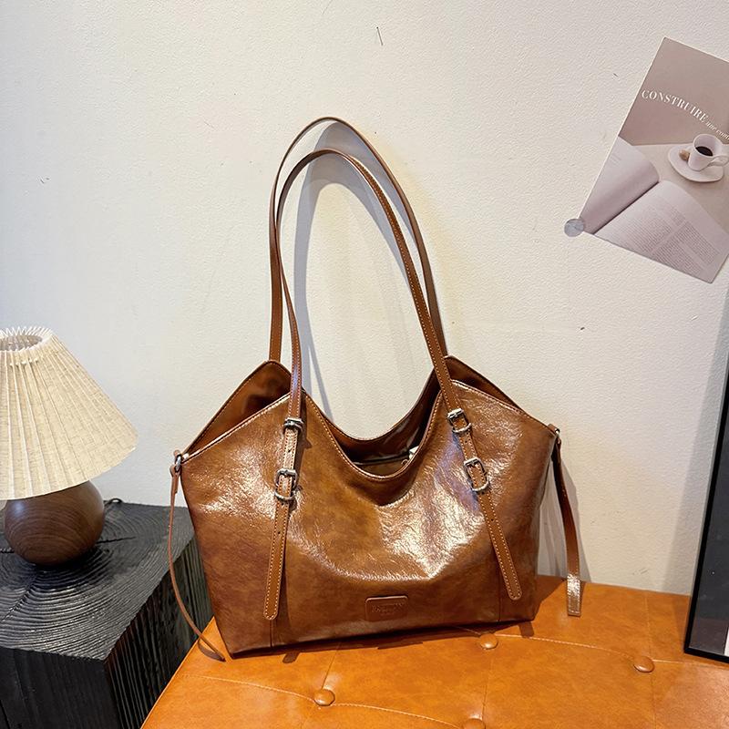 Women's Large Capacity Tote Bag  New Pu Leather Casual Commuting One Shoulder Bags Autumn Simple Versatile Ladies Handbags