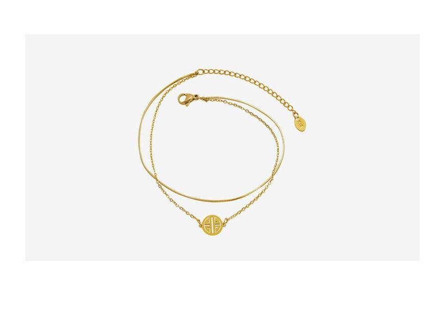 Retro Chinese-Style 18K Gold Chain Anklet – Trendy, Simple, and Elegant Titanium Steel Accessory