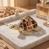 Enamel Craft Turtle Trinket Box Hinged Lid Turtle Hinged Jewelry Boxes  For Earrings